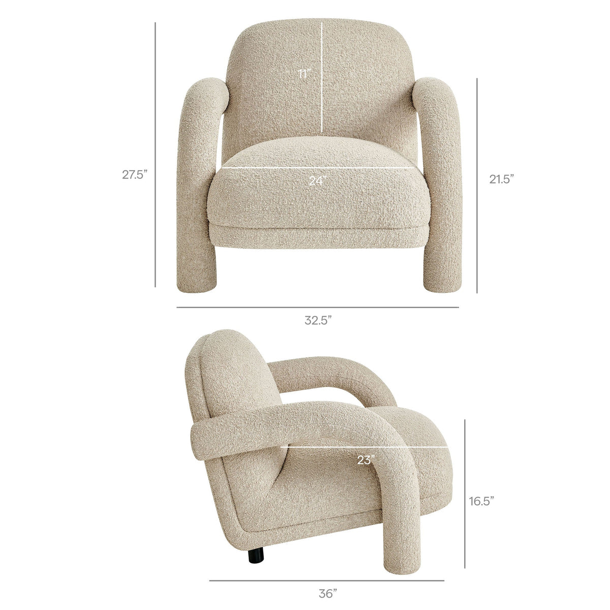 Ferris Textured Woven Fabric Lounge Chair