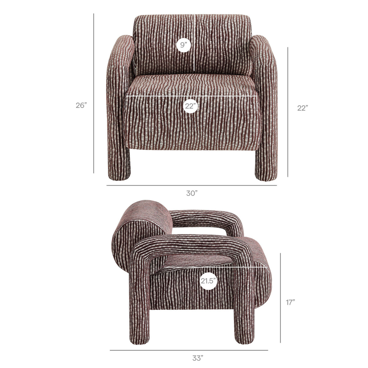 Quill Patterned Woven Fabric Accent Chair