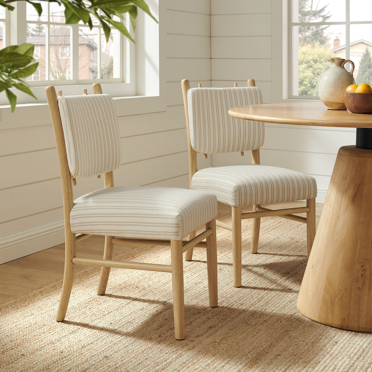 Mauden Striped Dining Side Chairs Set of 2