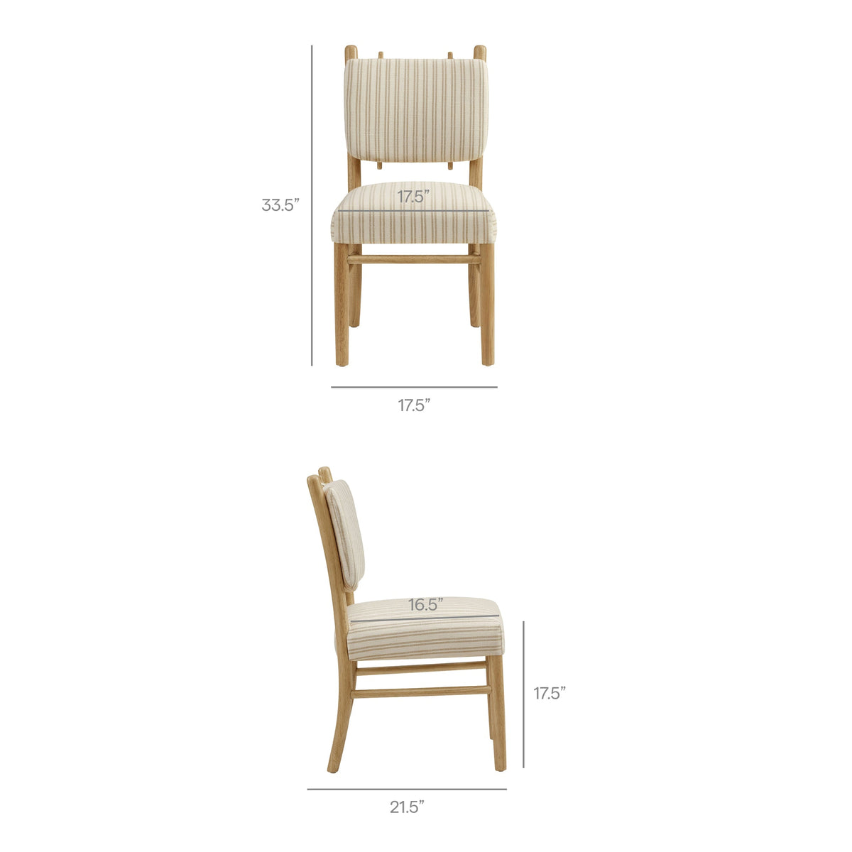 Mauden Striped Dining Side Chairs Set of 2