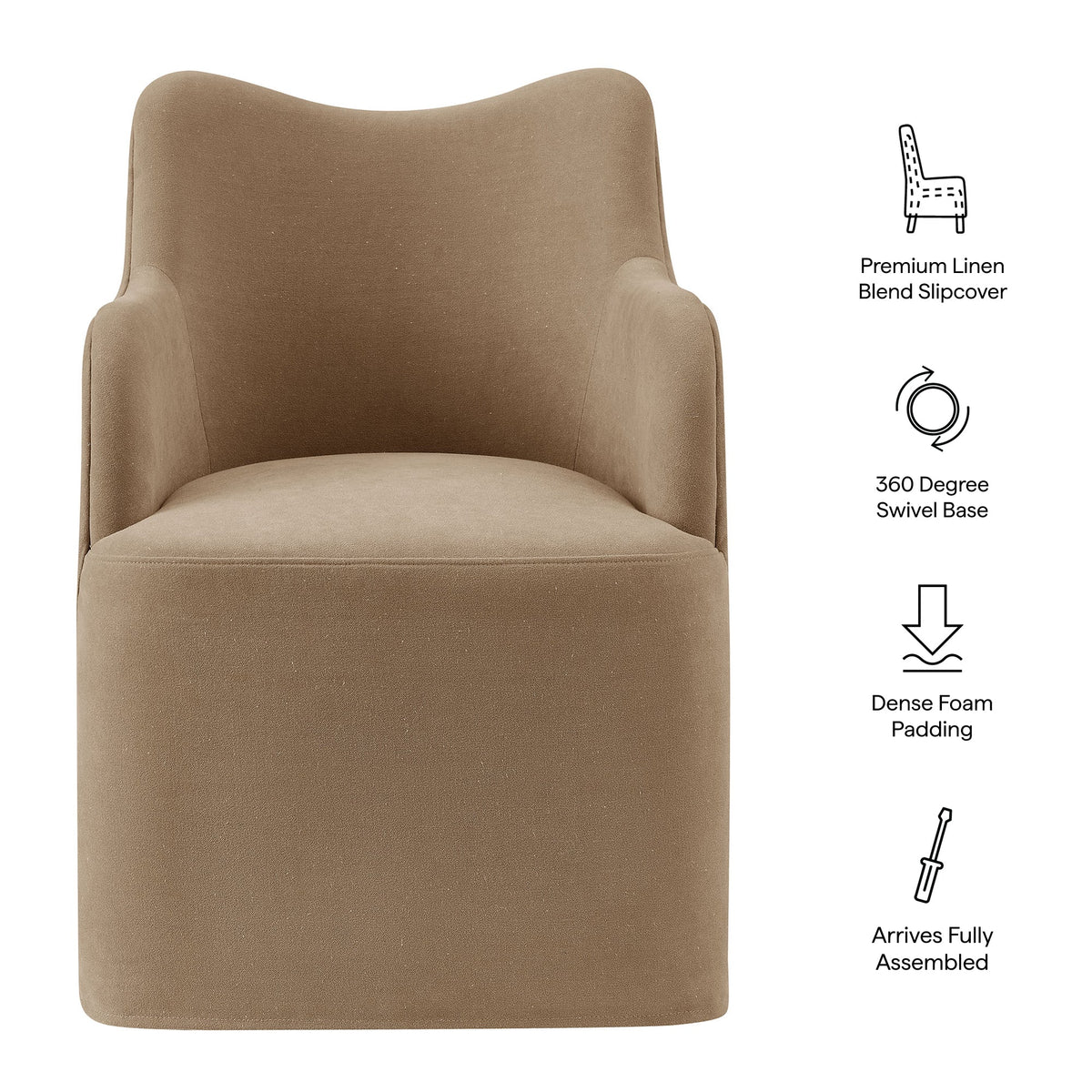 Cordelle Linen Blend Swivel Dining Chair