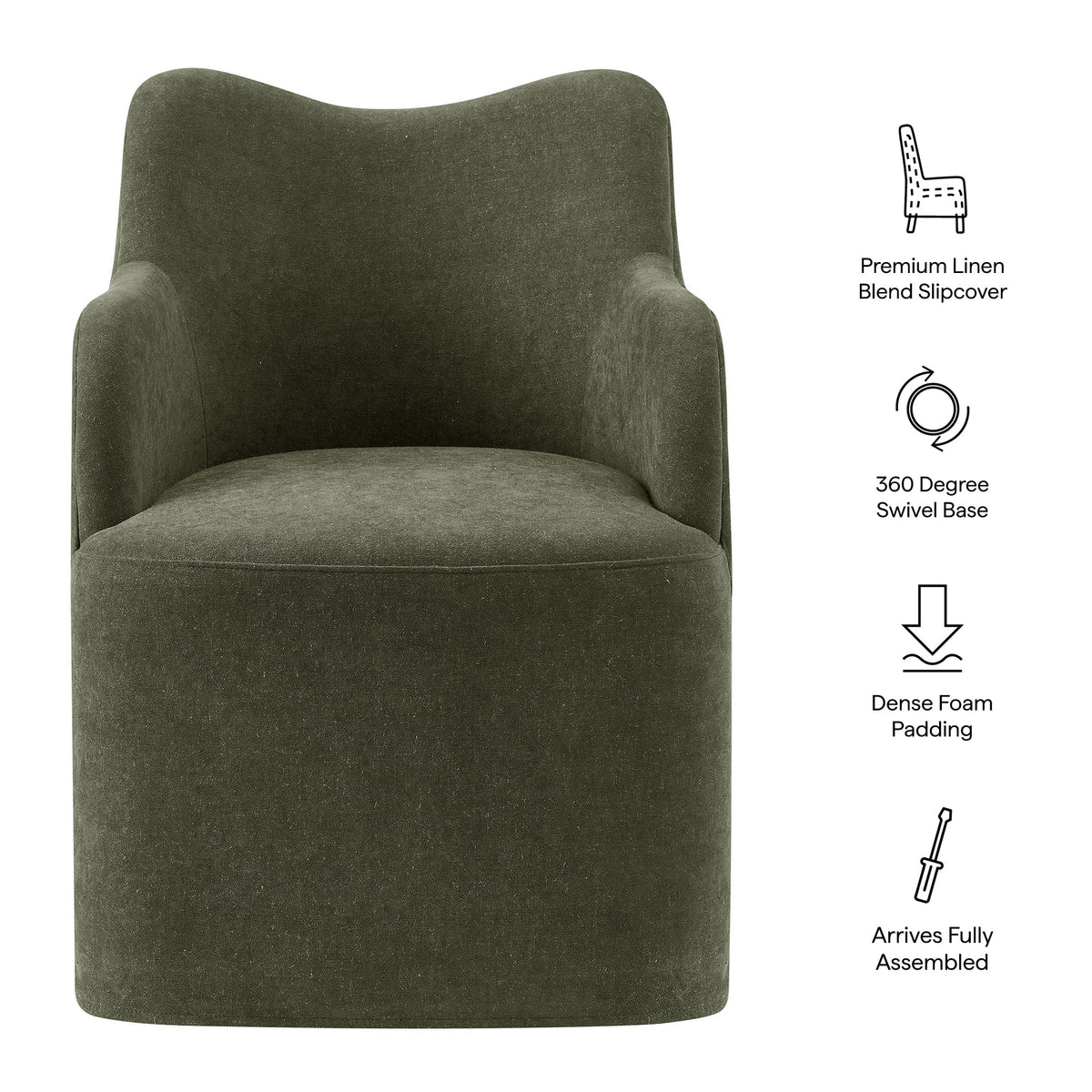 Cordelle Linen Blend Swivel Dining Chair