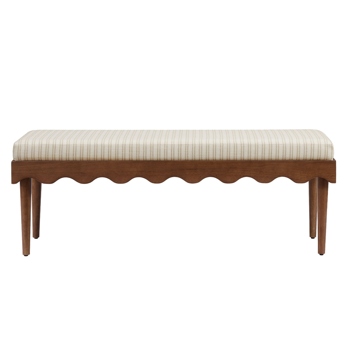 Mirette Scalloped Edge Striped Accent Bench
