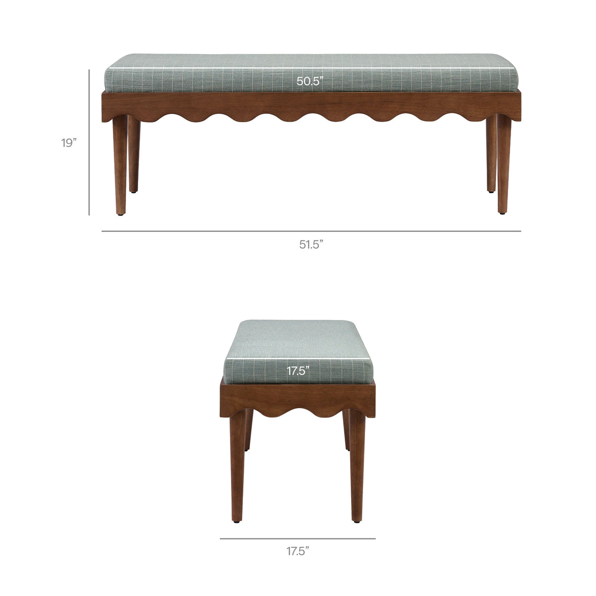 Mirette Scalloped Edge Striped Accent Bench