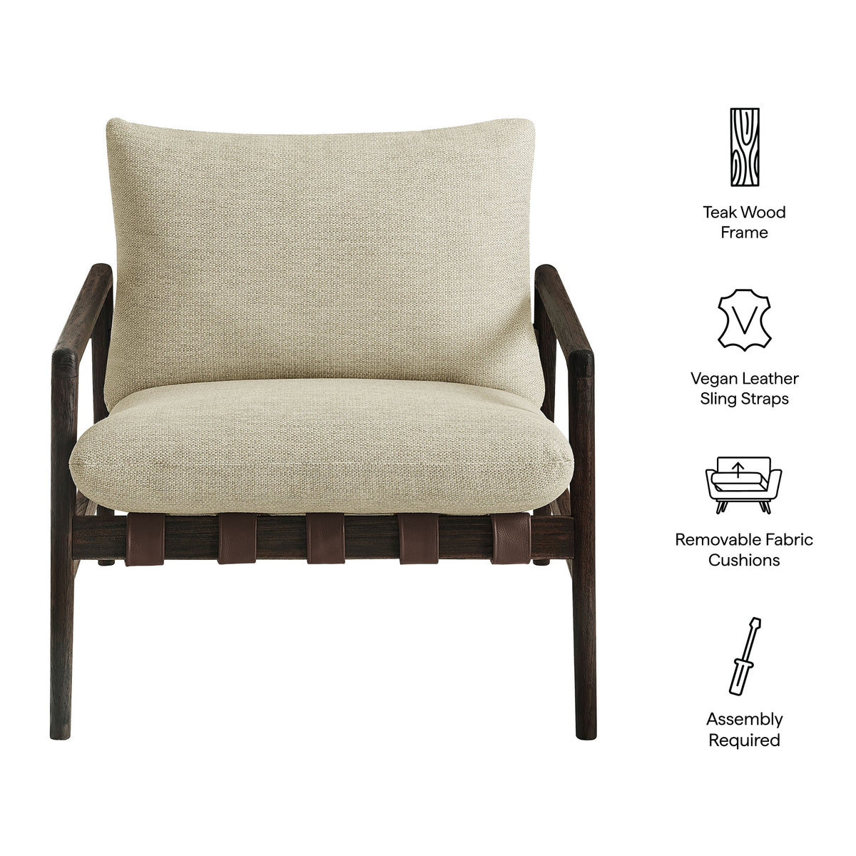 Nomi Outdoor Teak Wood Sling Chair