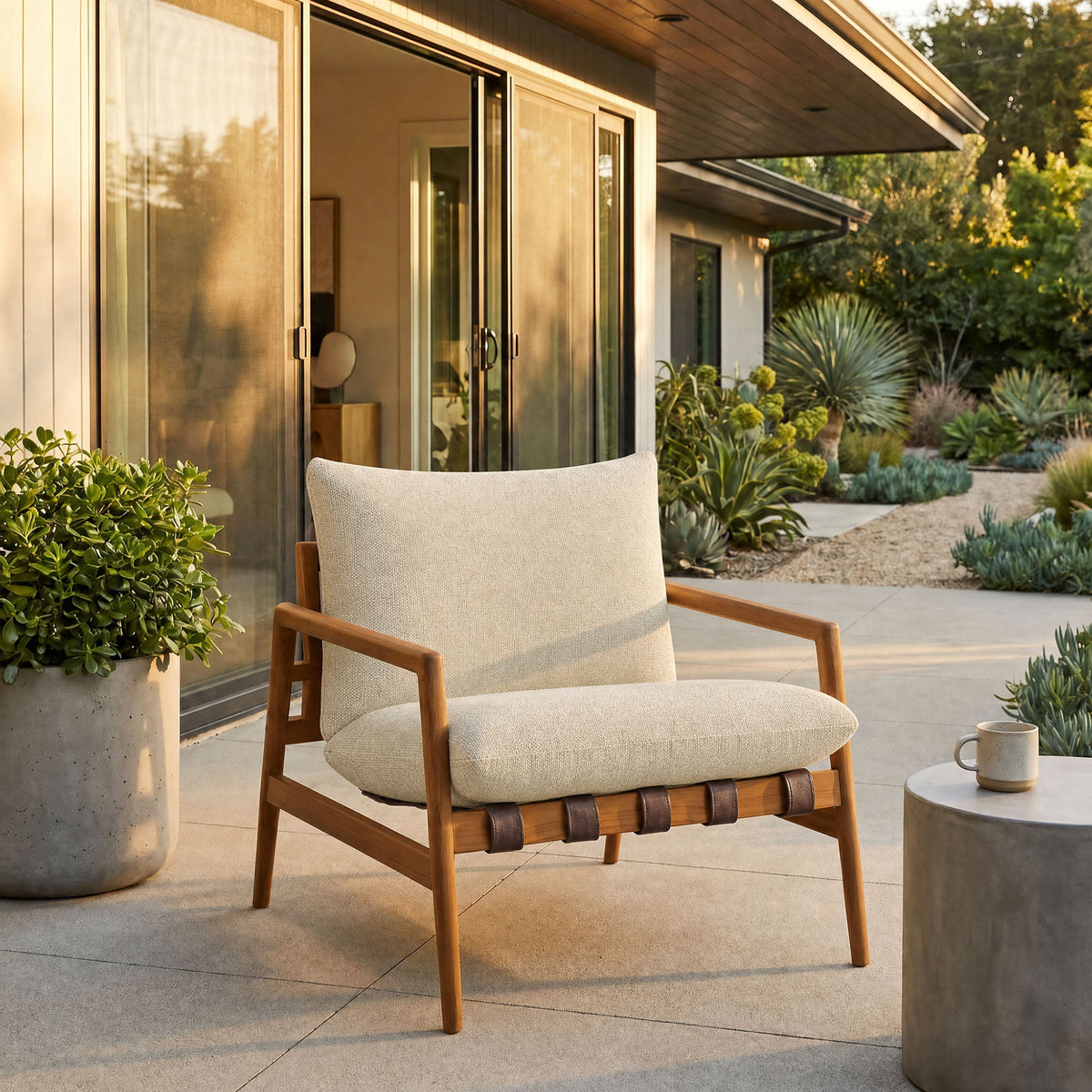 Nomi Outdoor Teak Wood Sling Chair