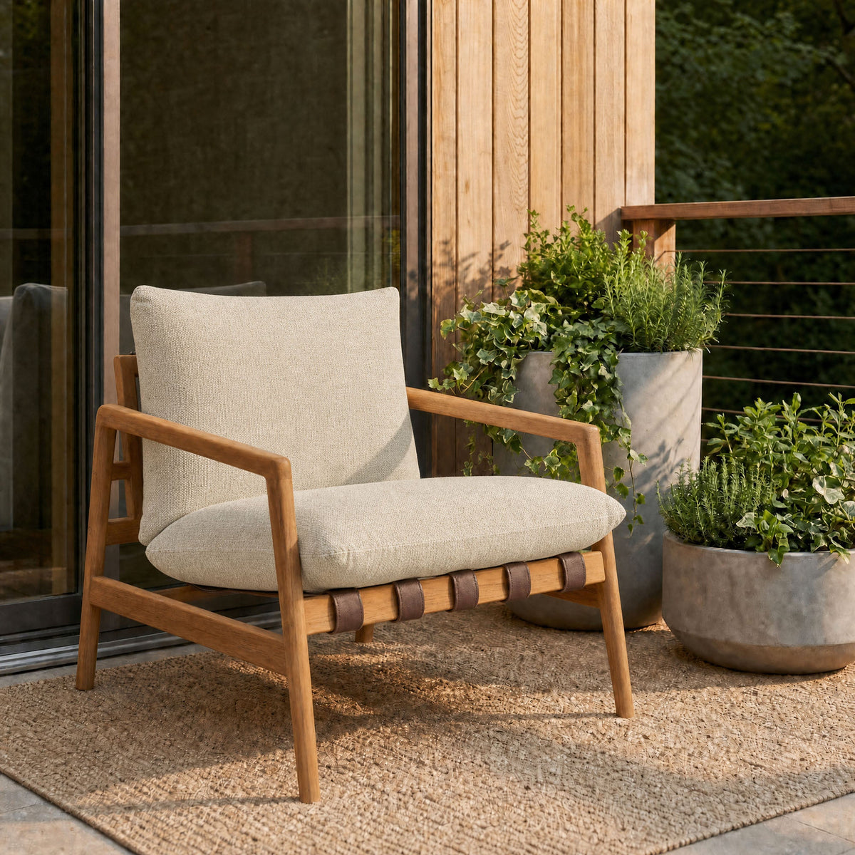 Nomi Outdoor Teak Wood Sling Chair