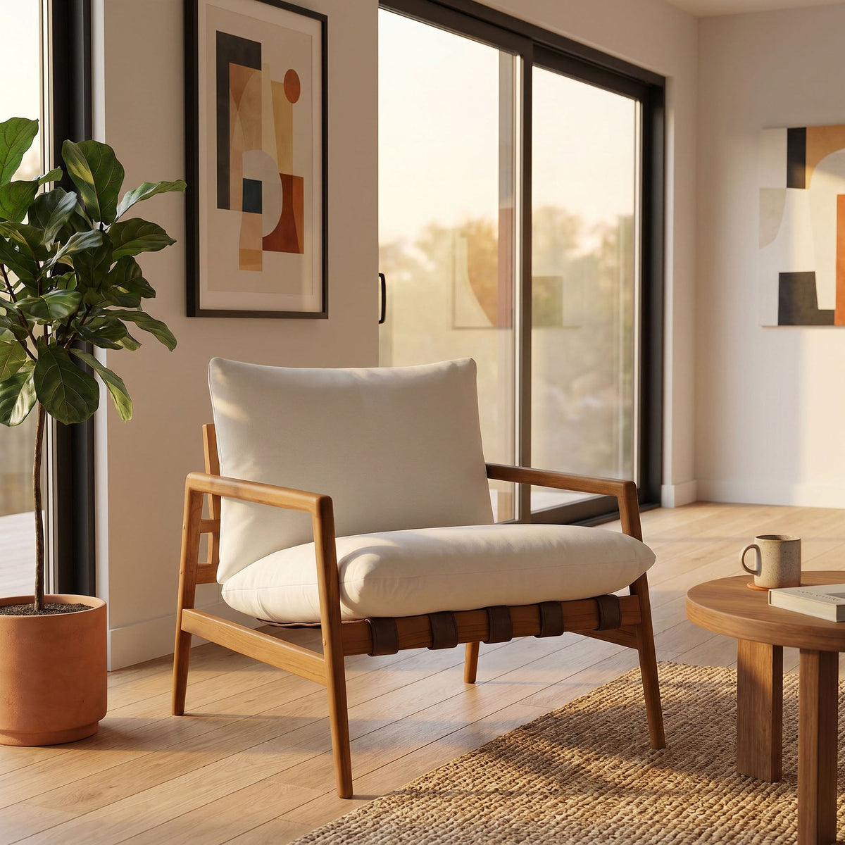 Nomi Outdoor Teak Wood Sling Chair
