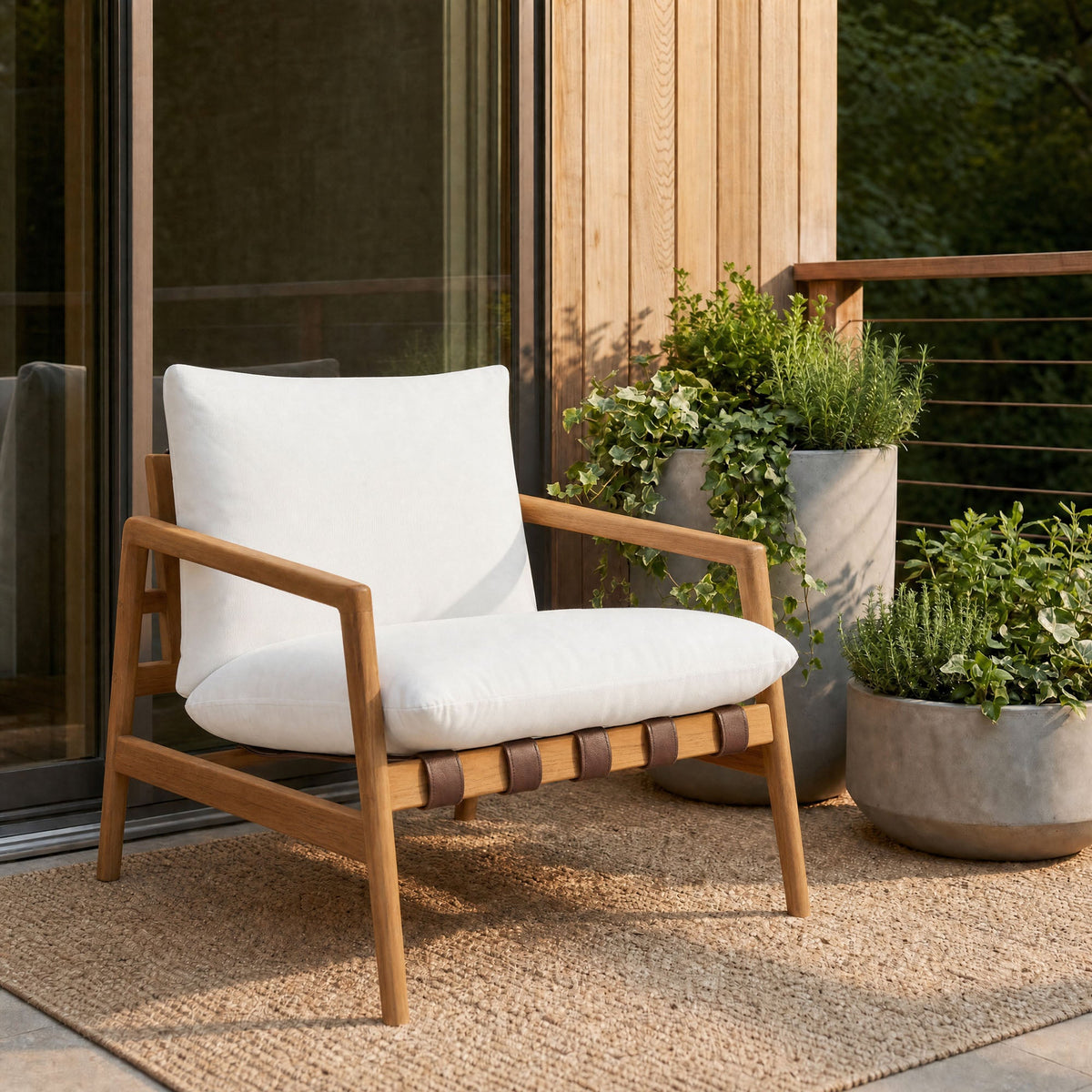 Nomi Outdoor Teak Wood Sling Chair