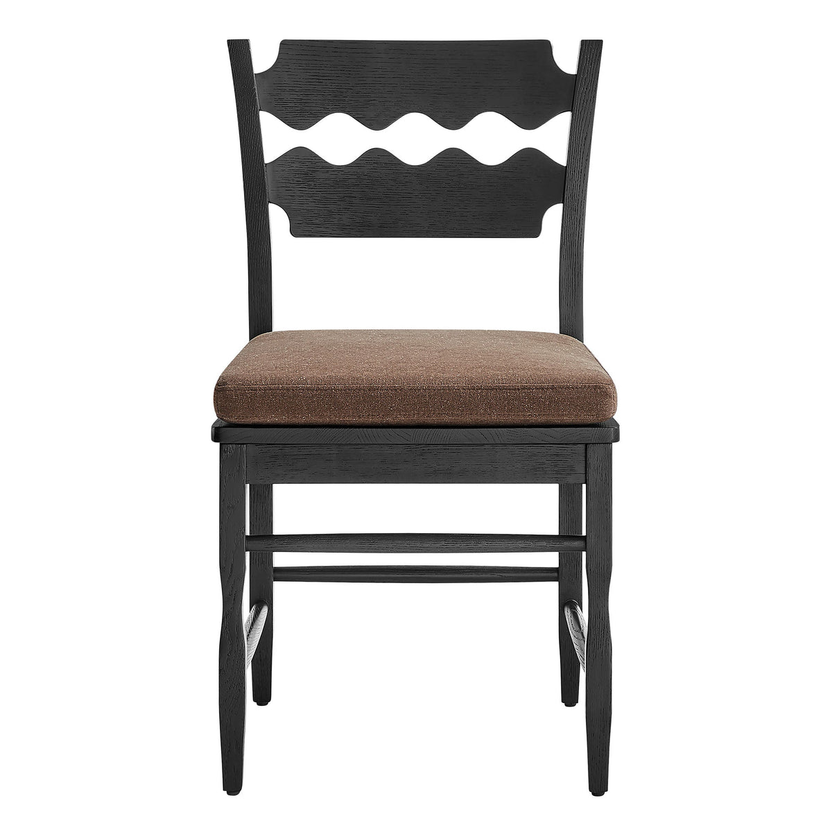 Jax Oak Wood Dining Chair With Wavy Razor Back and Cushion Set of 2