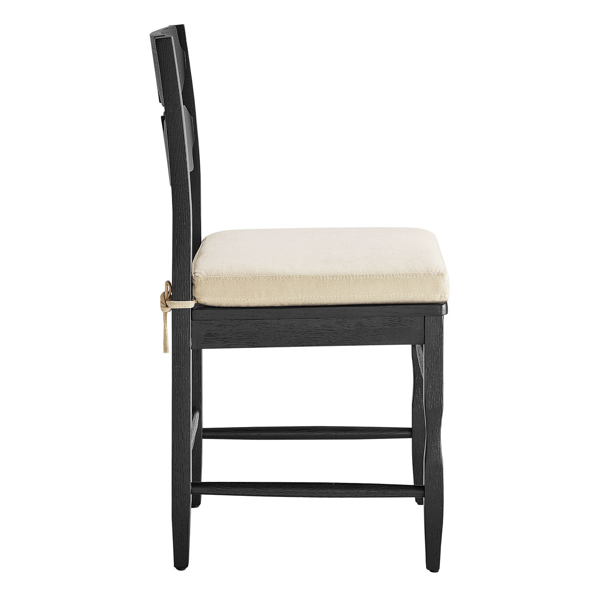 Jax Oak Wood Dining Chair With Wavy Razor Back and Cushion Set of 2
