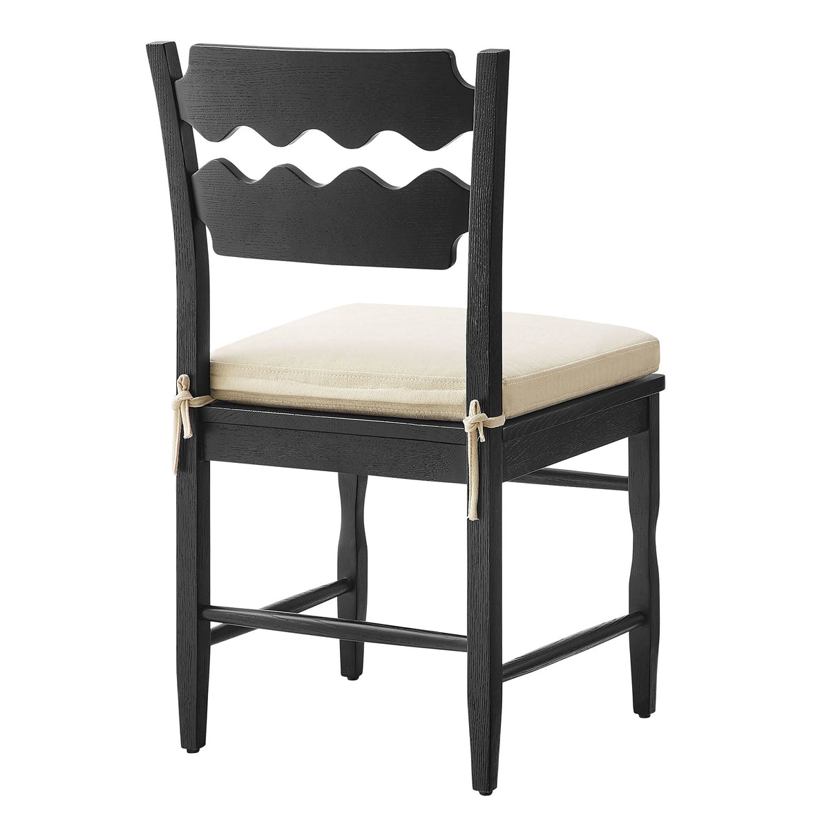Jax Oak Wood Dining Chair With Wavy Razor Back and Cushion Set of 2