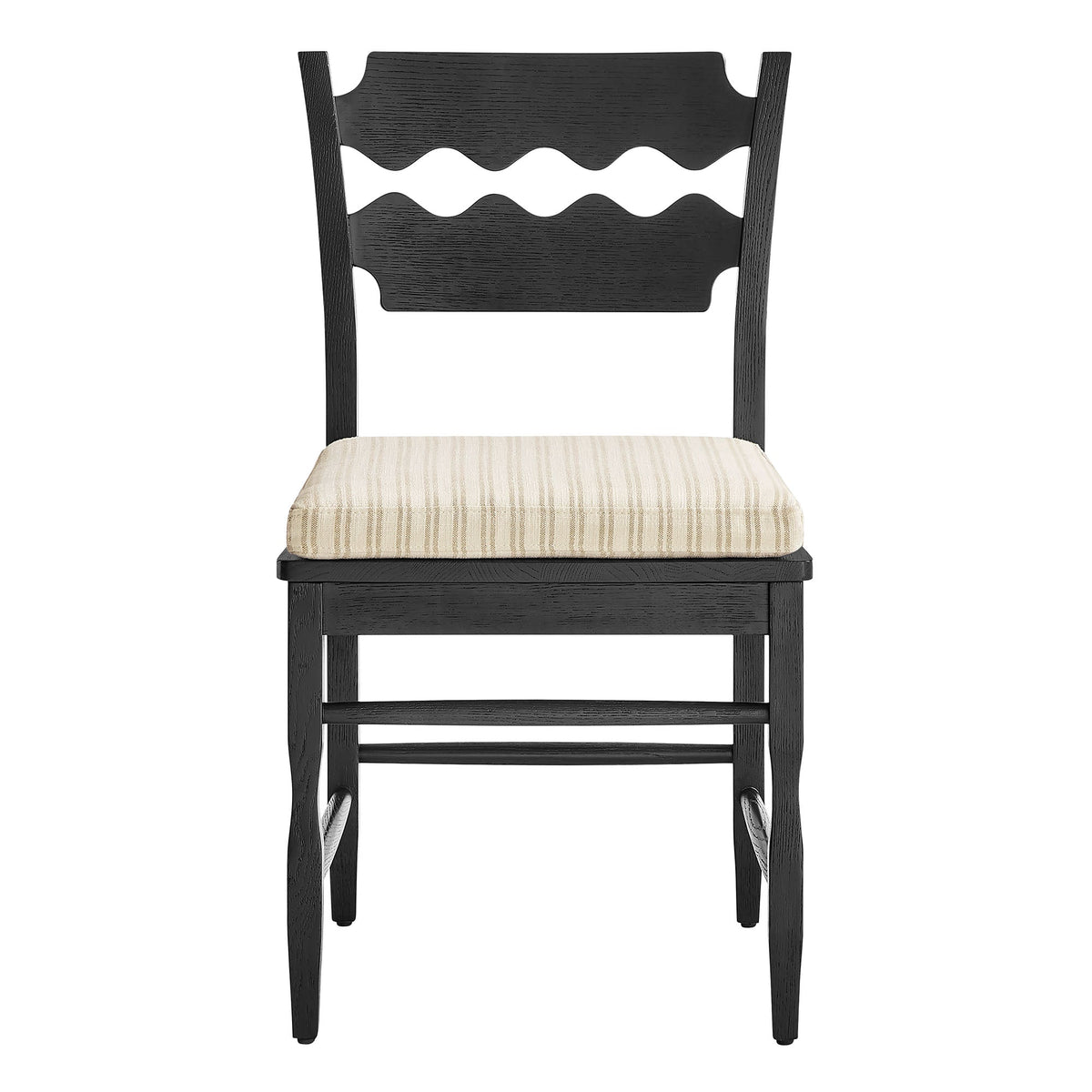 Jax Oak Wood Dining Chair With Wavy Razor Back and Cushion Set of 2