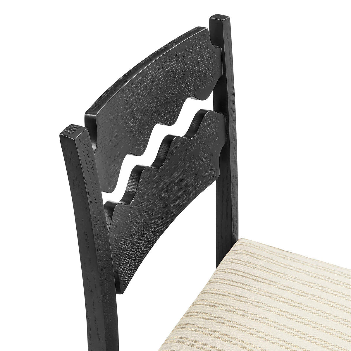 Jax Oak Wood Dining Chair With Wavy Razor Back and Cushion Set of 2