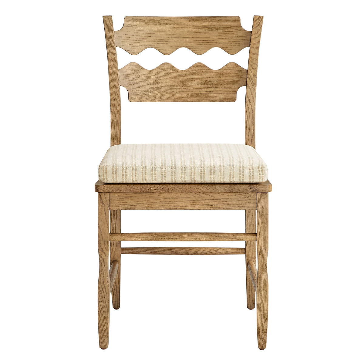 Jax Oak Wood Dining Chair With Wavy Razor Back and Cushion Set of 2