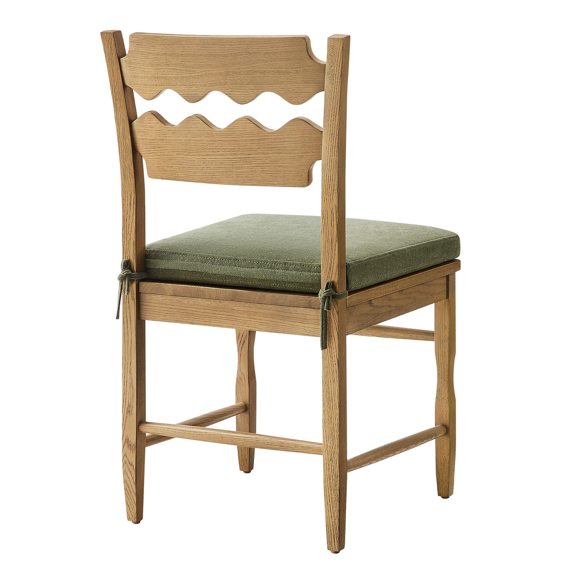 Jax Oak Wood Dining Chair With Wavy Razor Back and Cushion Set of 2