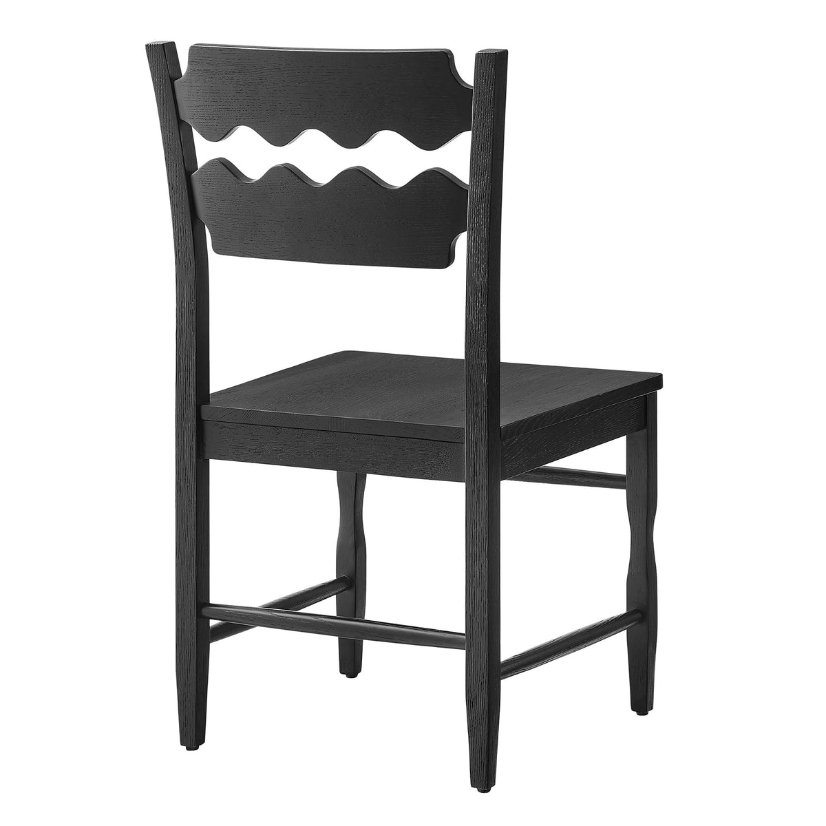 Jax Oak Wood Dining Chair With Wavy Razor Back Set of 2