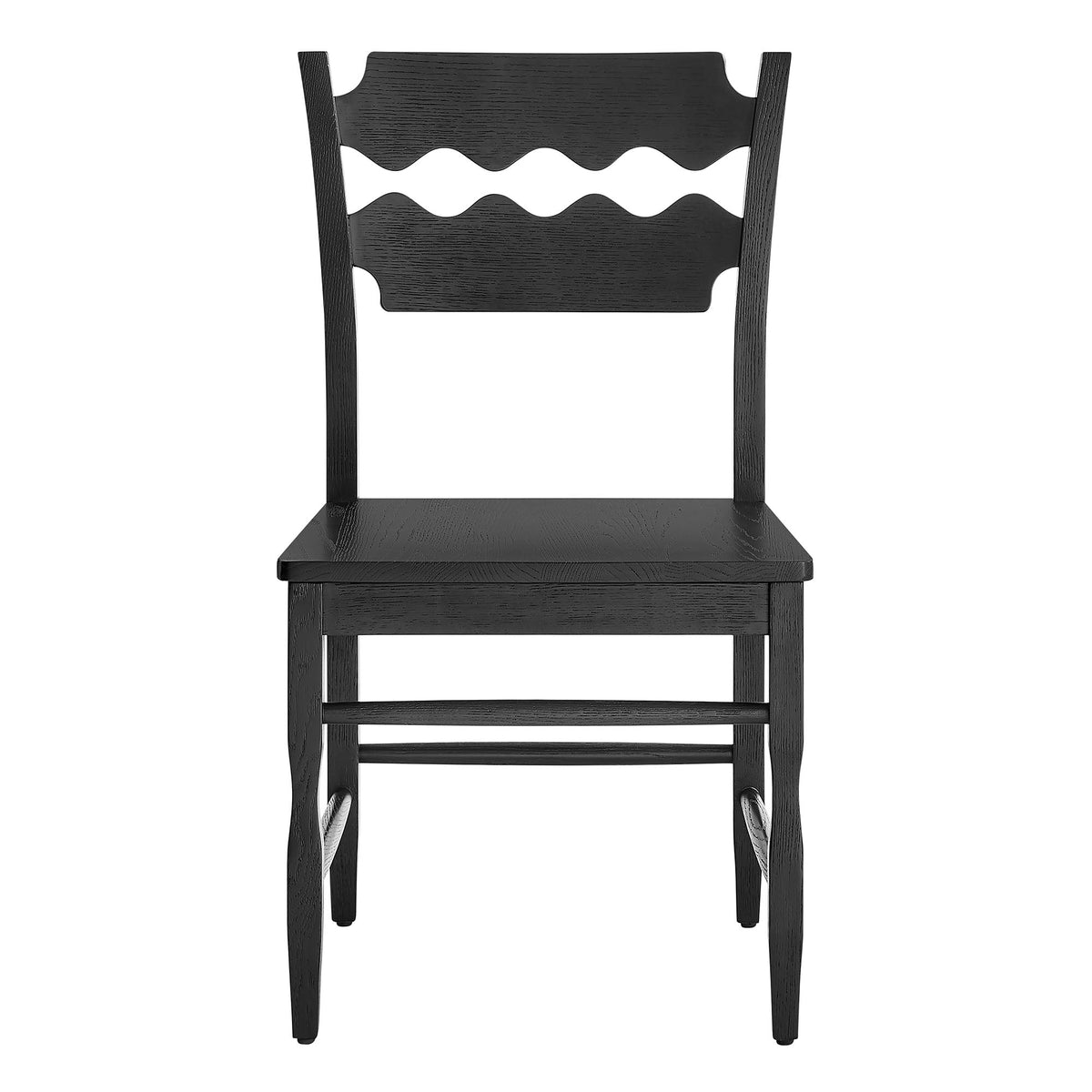Jax Oak Wood Dining Chair With Wavy Razor Back Set of 2