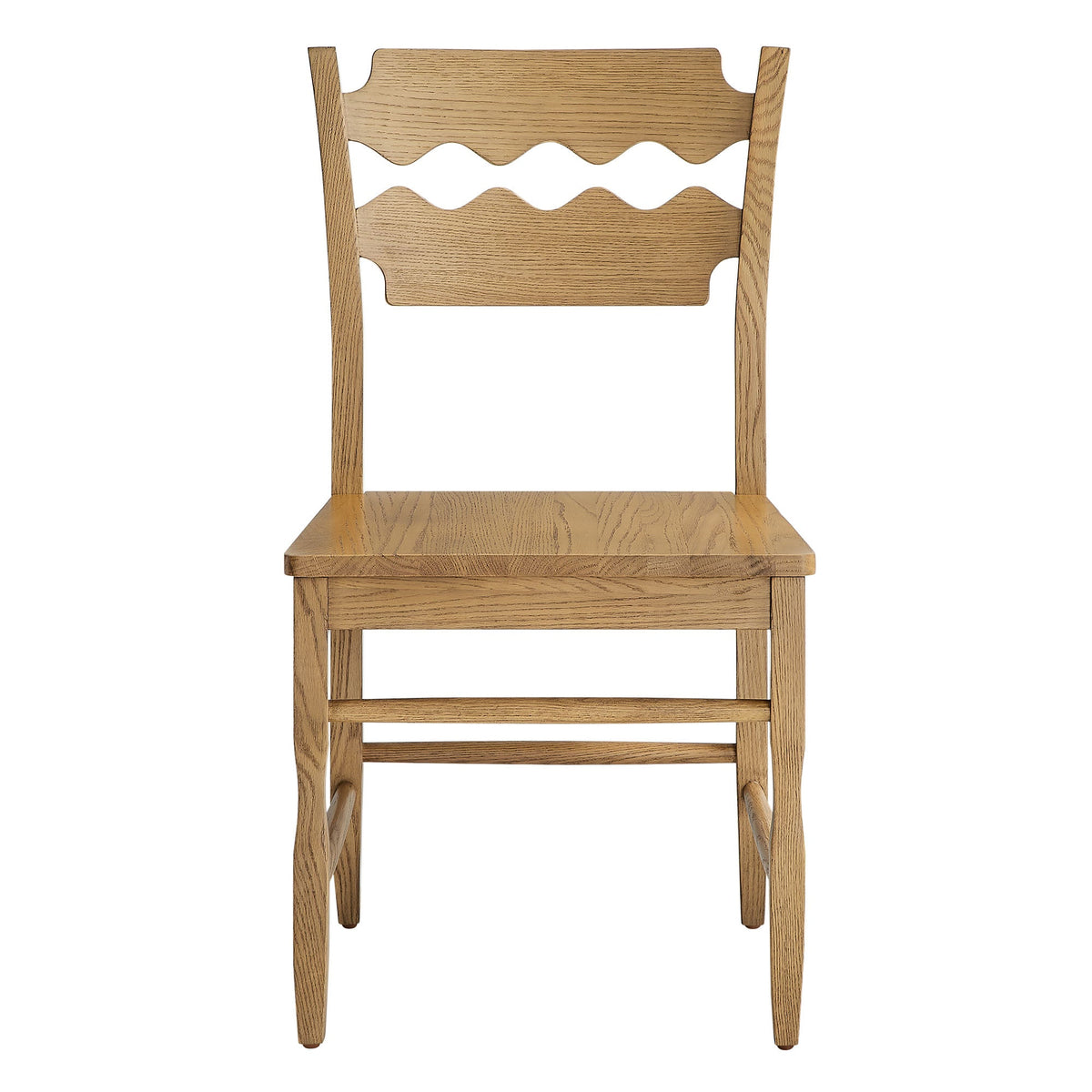 Jax Oak Wood Dining Chair With Wavy Razor Back Set of 2