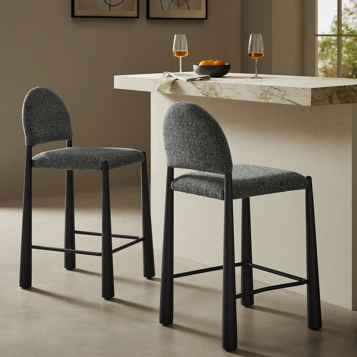 Hayley Upholstered Fabric Counter Stools Set of 2