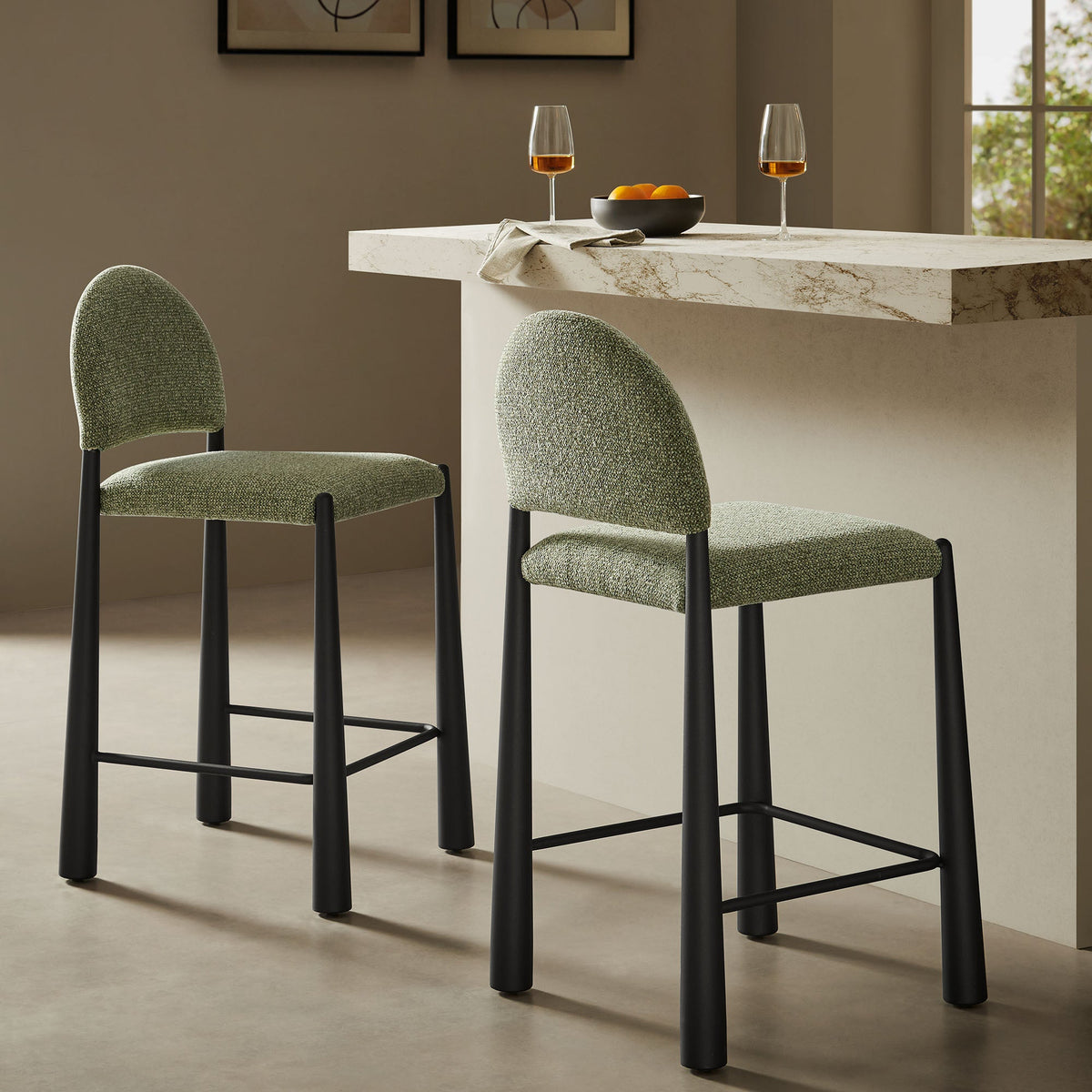 Hayley Upholstered Fabric Counter Stools Set of 2
