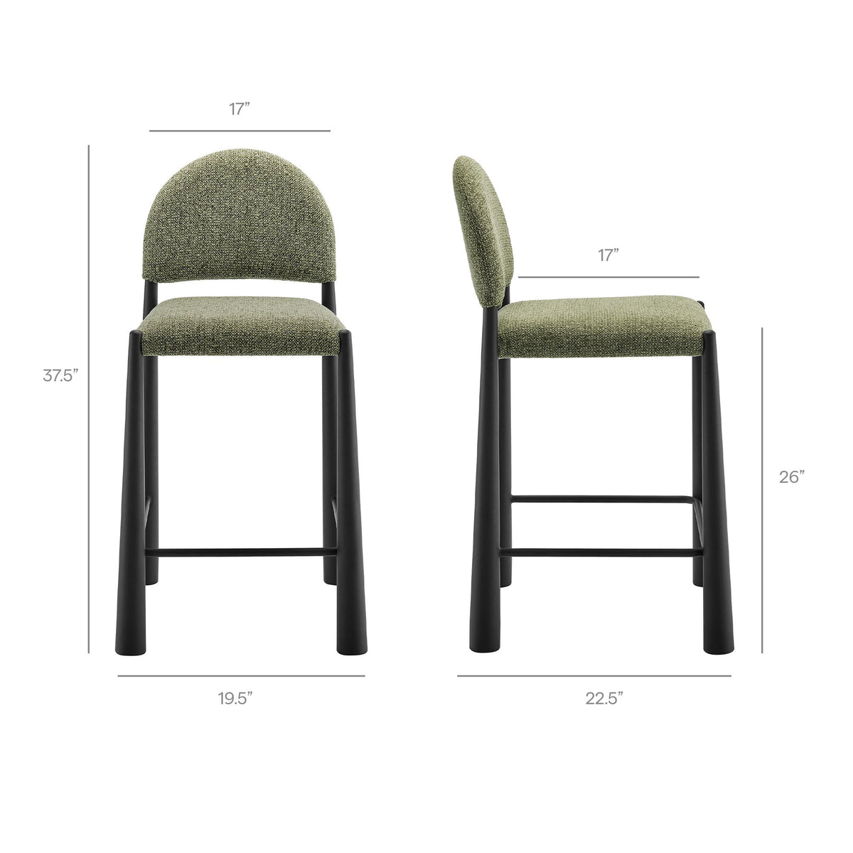 Hayley Upholstered Fabric Counter Stools Set of 2