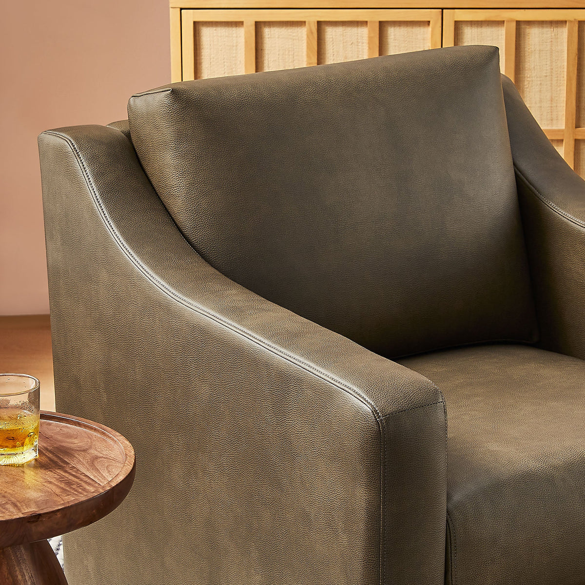 Liora Vegan Leather Swivel Armchair