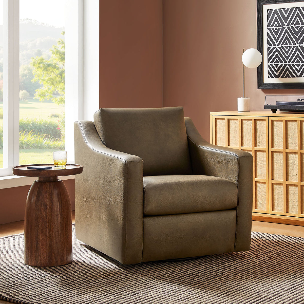 Liora Vegan Leather Swivel Armchair