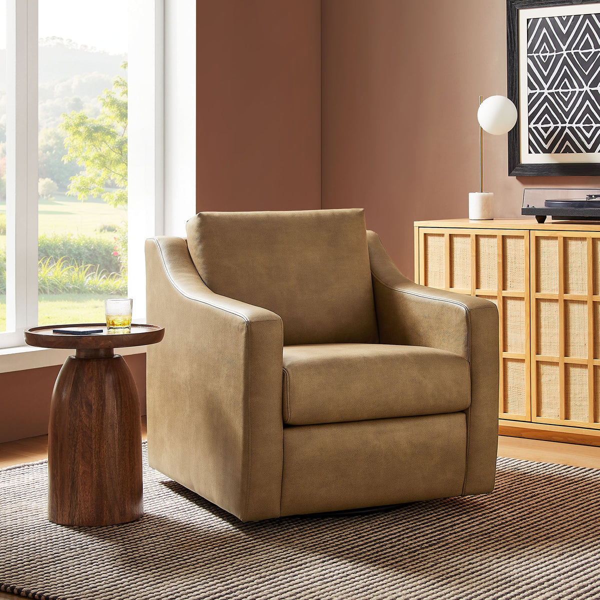 Liora Vegan Leather Swivel Armchair