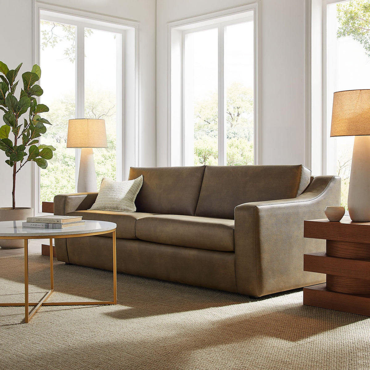 Liora 87 Inch Vegan Leather Sofa