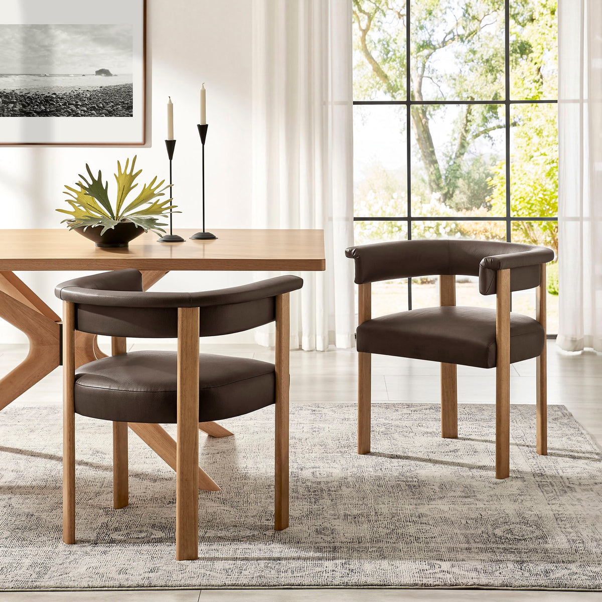 Imogen Premium Vegan Leather Barrel Dining Chairs Set of 2 - view 16