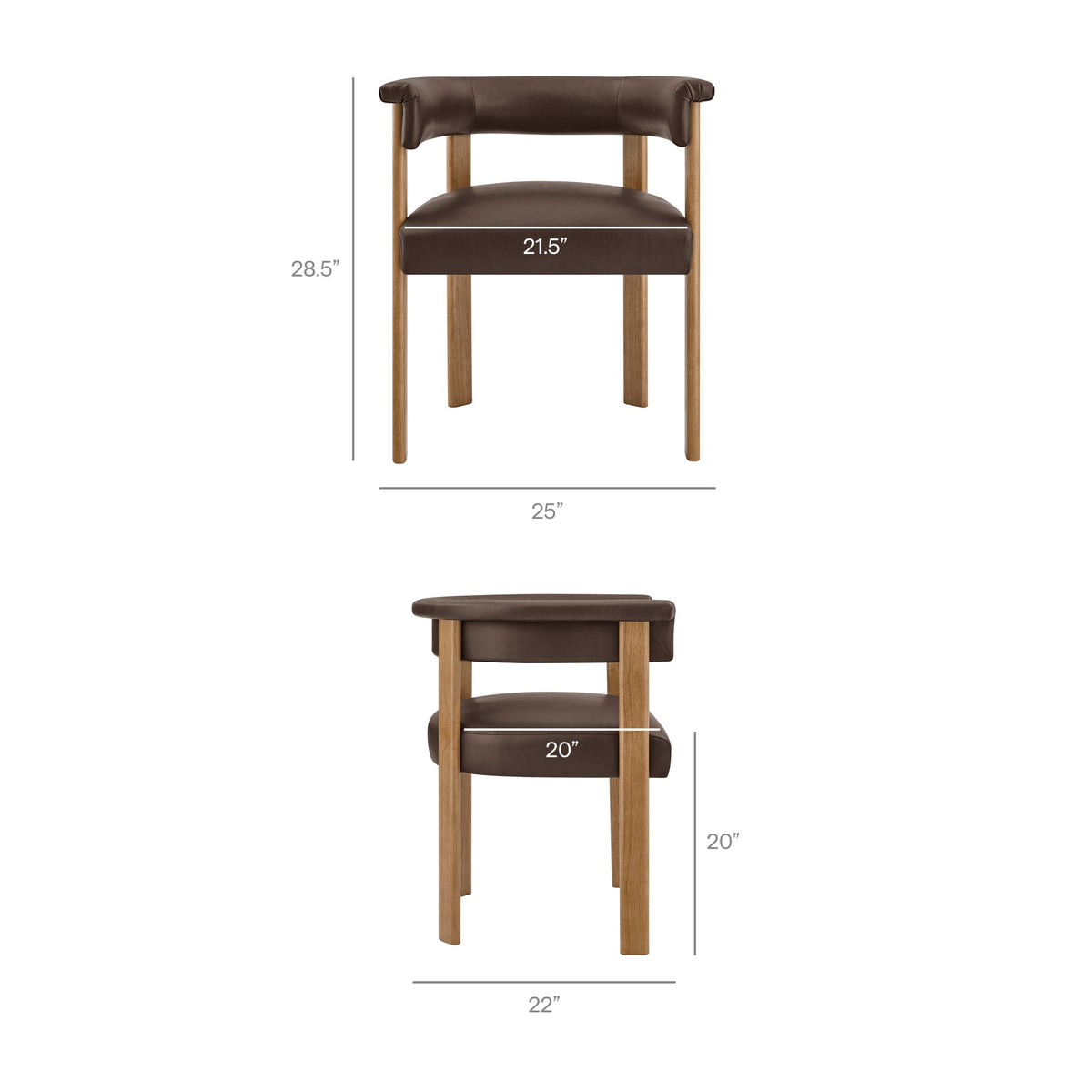 Imogen Premium Vegan Leather Barrel Dining Chairs Set of 2 - view 20
