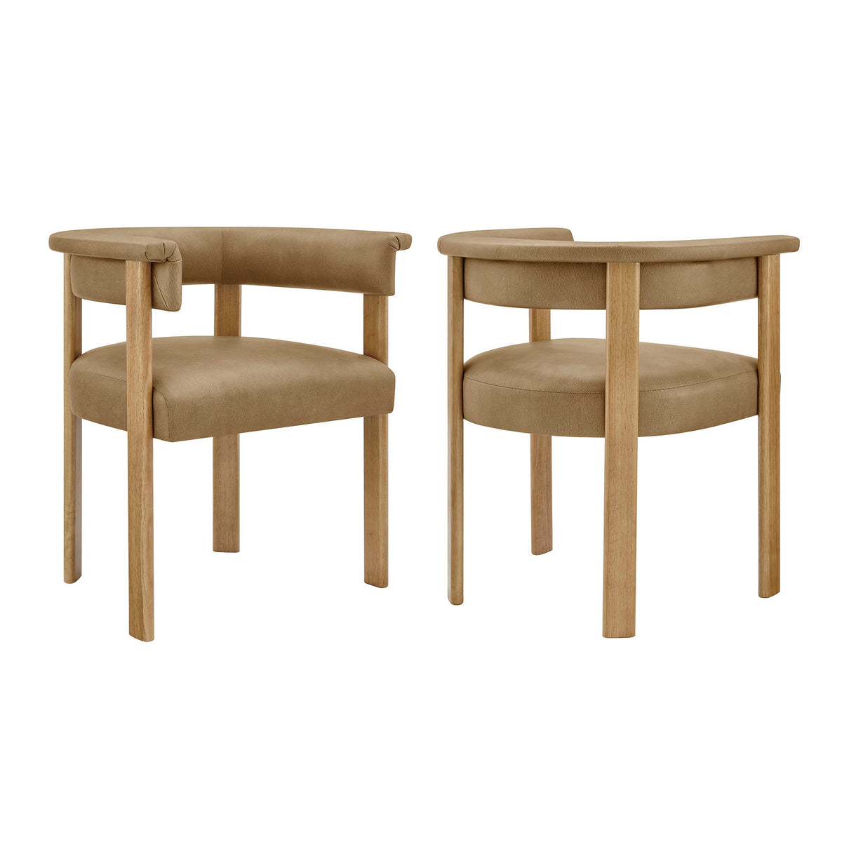 Imogen Premium Vegan Leather Barrel Dining Chairs Set of 2 - view 1