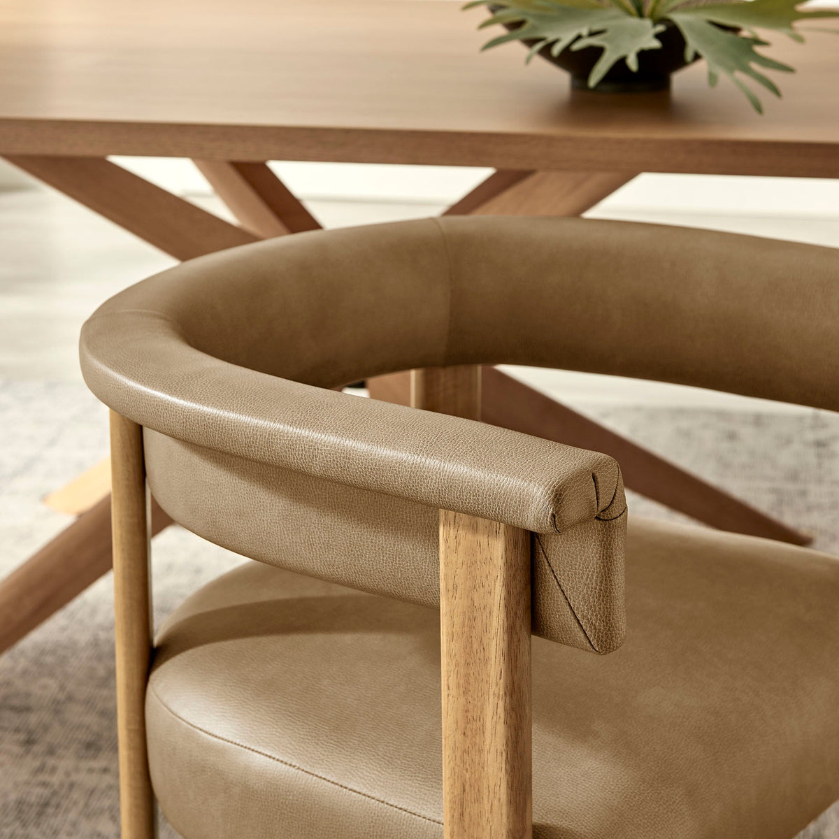 Imogen Premium Vegan Leather Barrel Dining Chairs Set of 2 - view 13