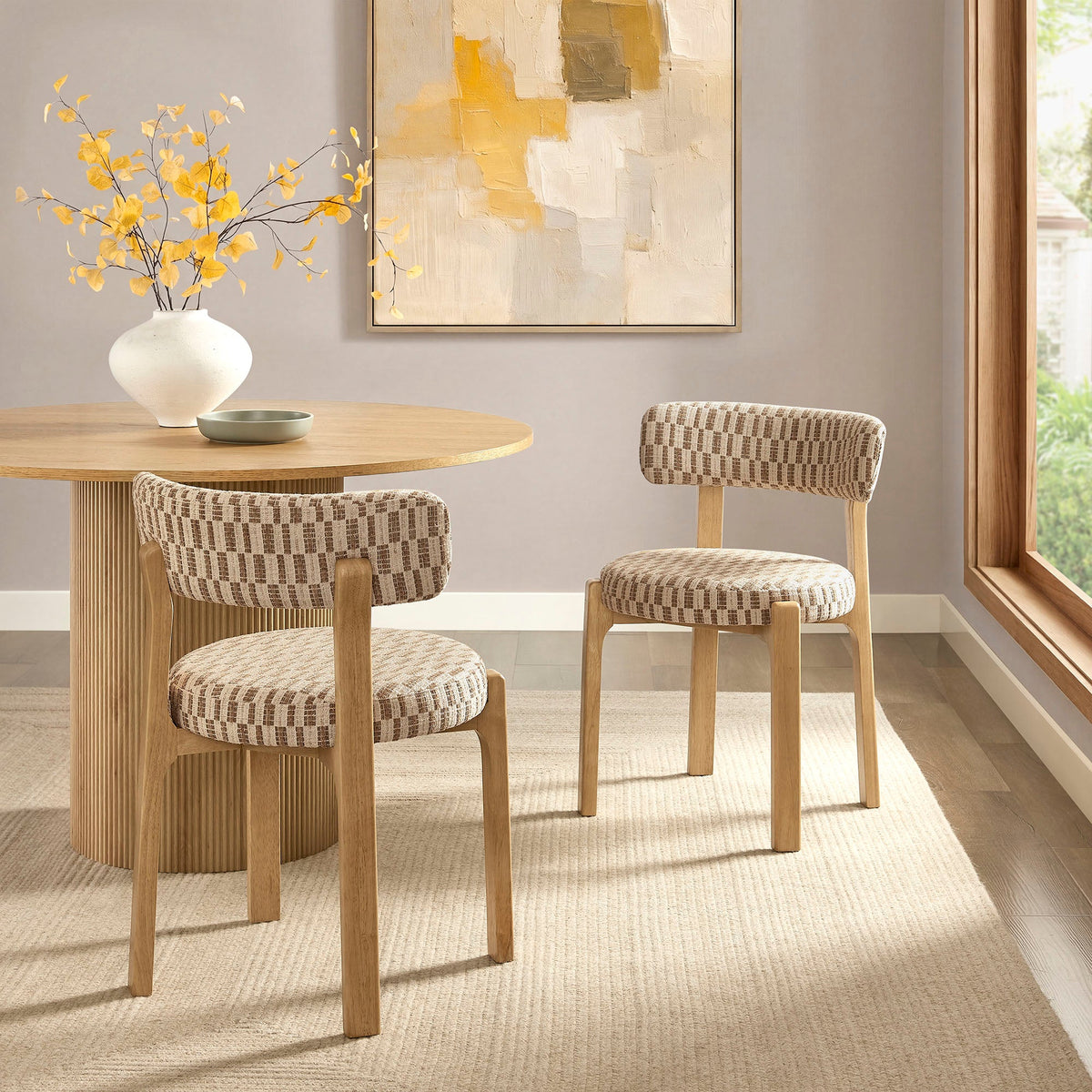Marsha Retro Upholstered Fabric Dining Chairs Set of 2