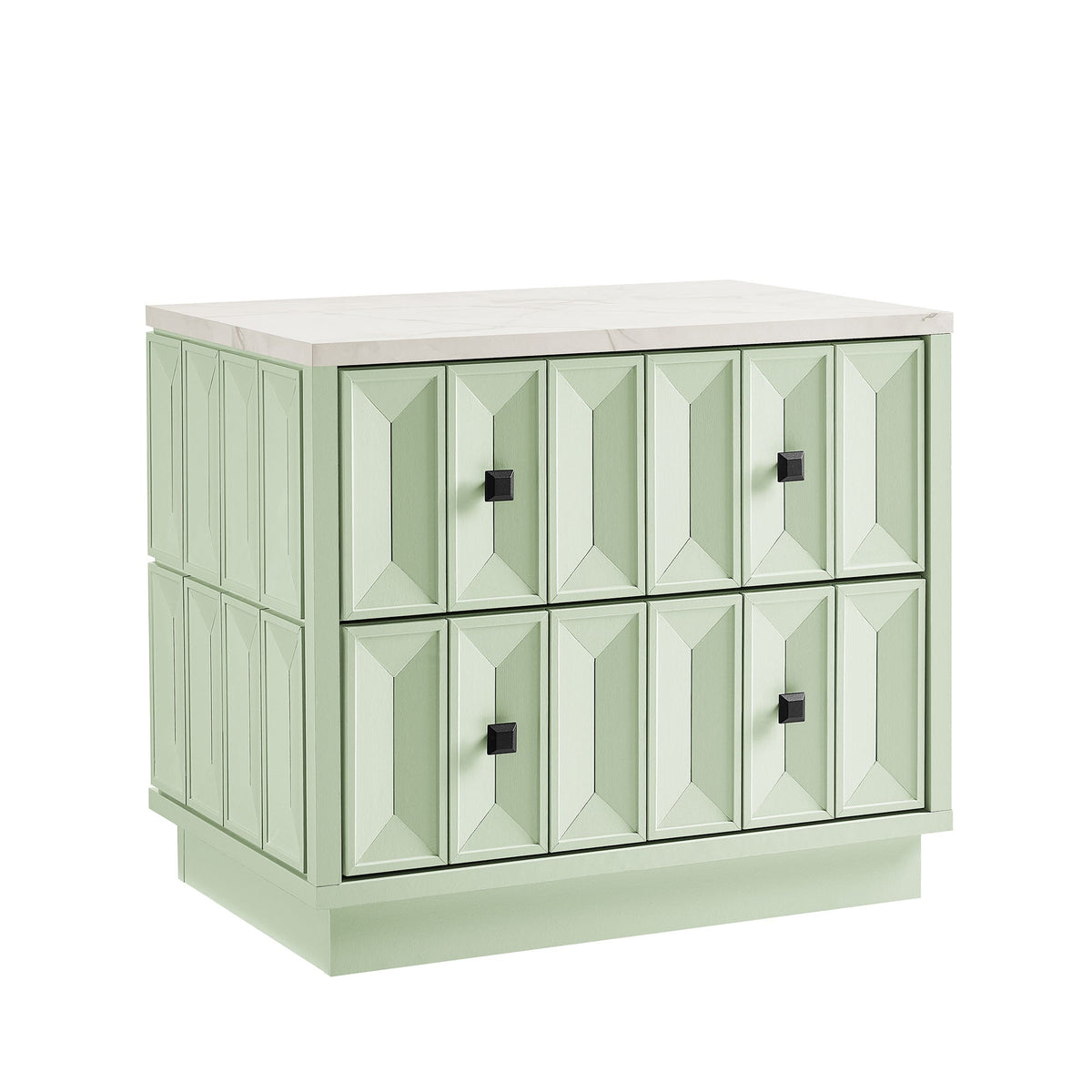 Mabry 23 Inch Geometric Faceted Two Drawer Nightstand