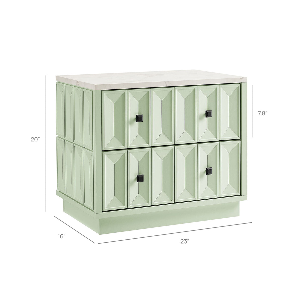 Mabry 23 Inch Geometric Faceted Two Drawer Nightstand