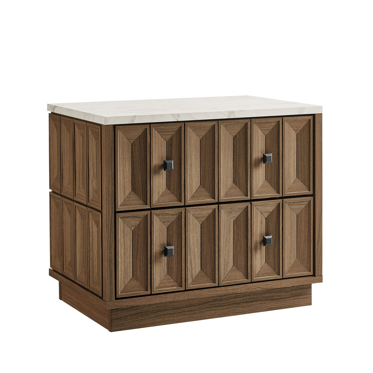 Mabry 23 Inch Geometric Faceted Two Drawer Nightstand