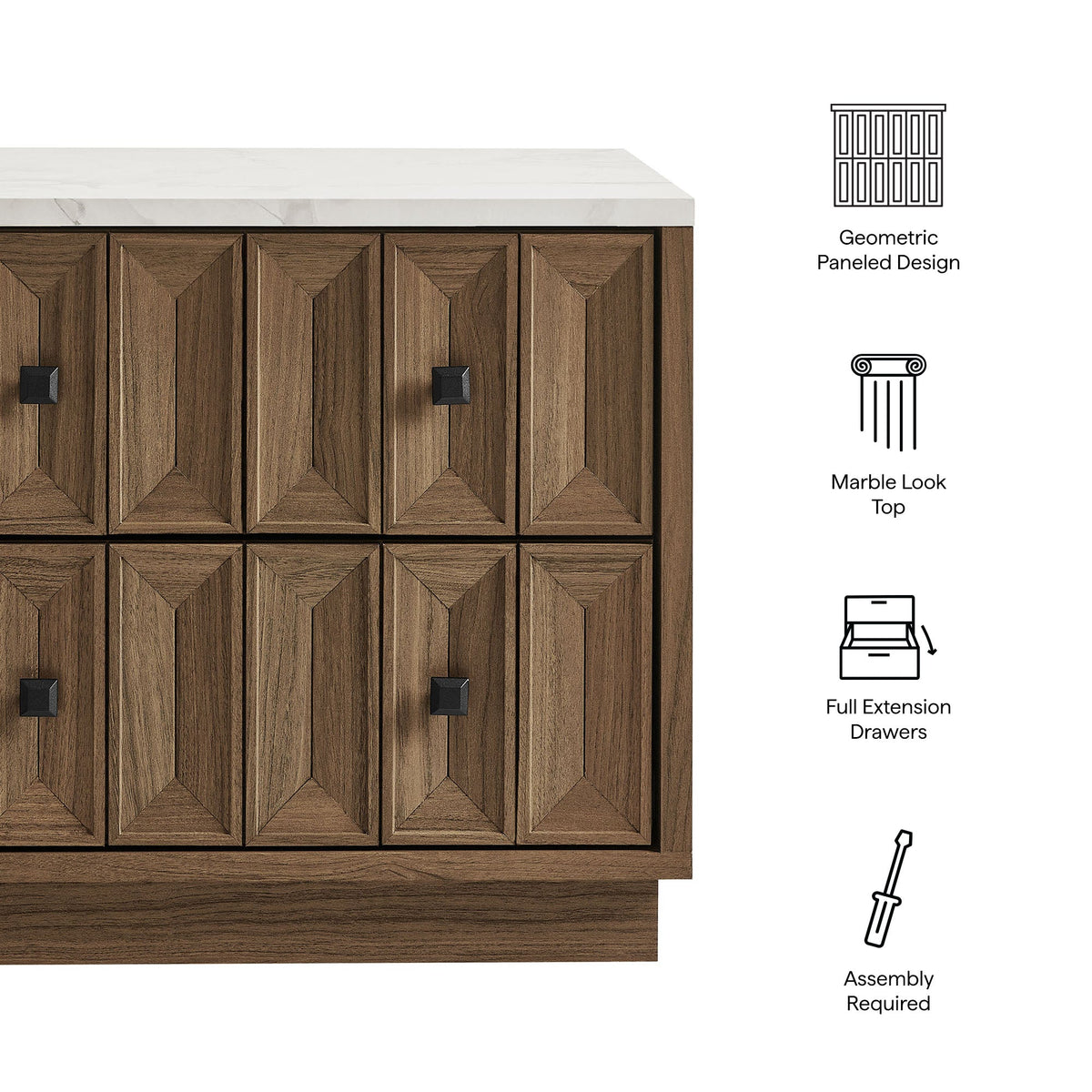 Mabry 23 Inch Geometric Faceted Two Drawer Nightstand