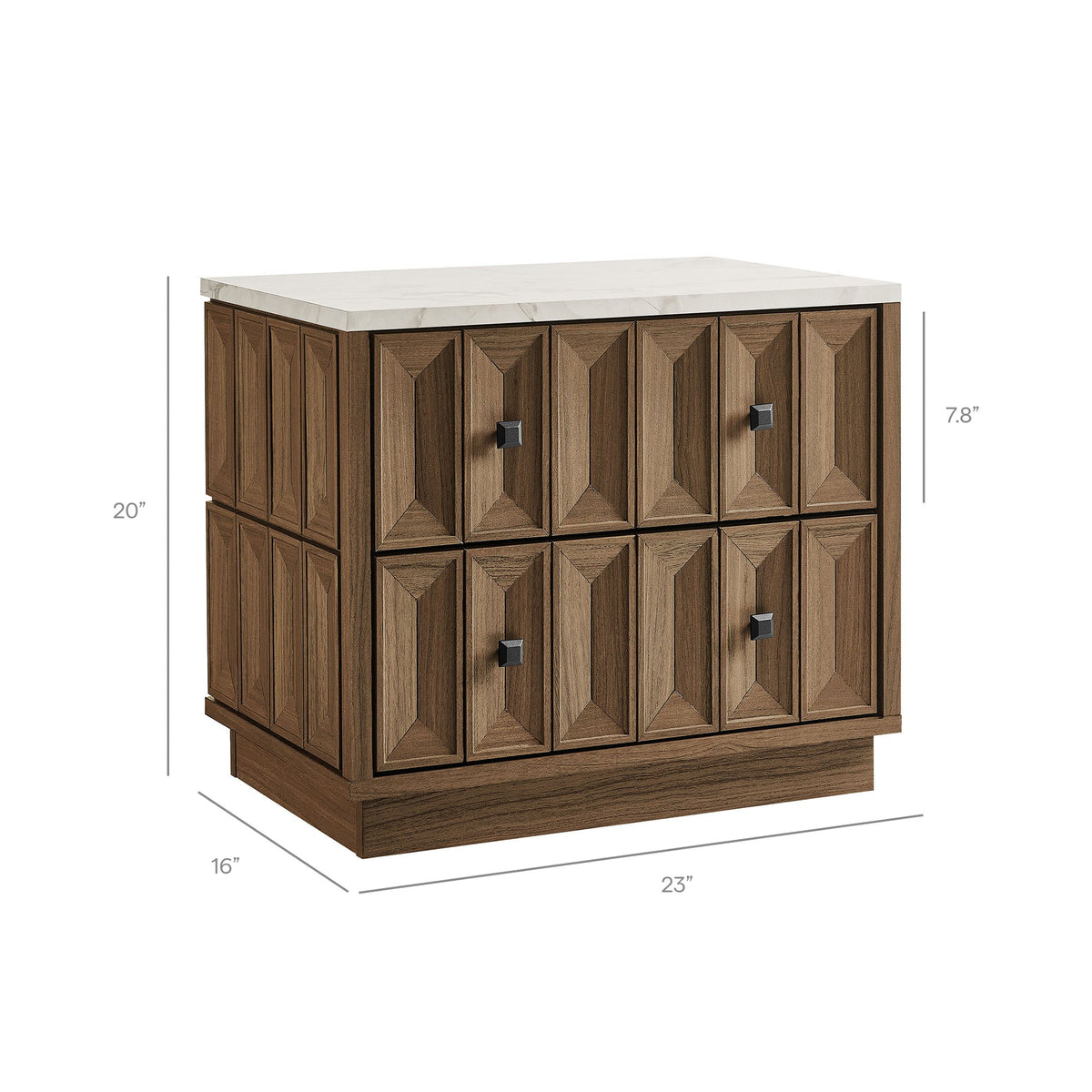 Mabry 23 Inch Geometric Faceted Two Drawer Nightstand