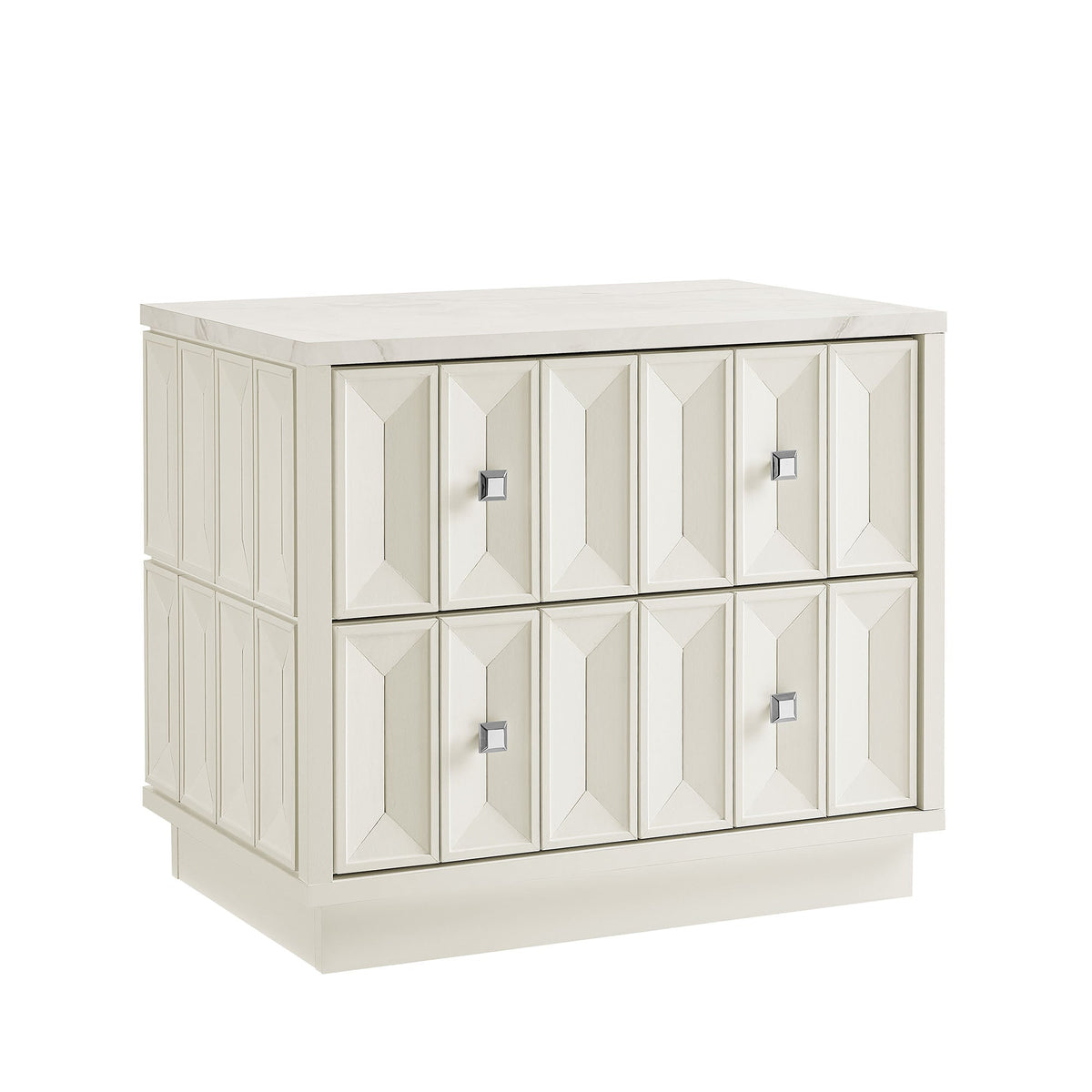 Mabry 23 Inch Geometric Faceted Two Drawer Nightstand