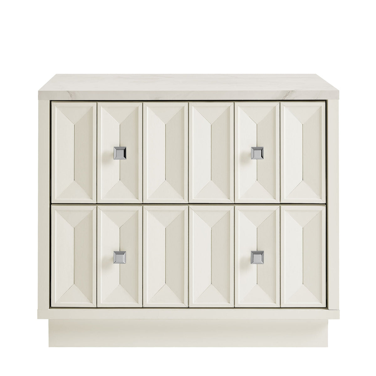 Mabry 23 Inch Geometric Faceted Two Drawer Nightstand