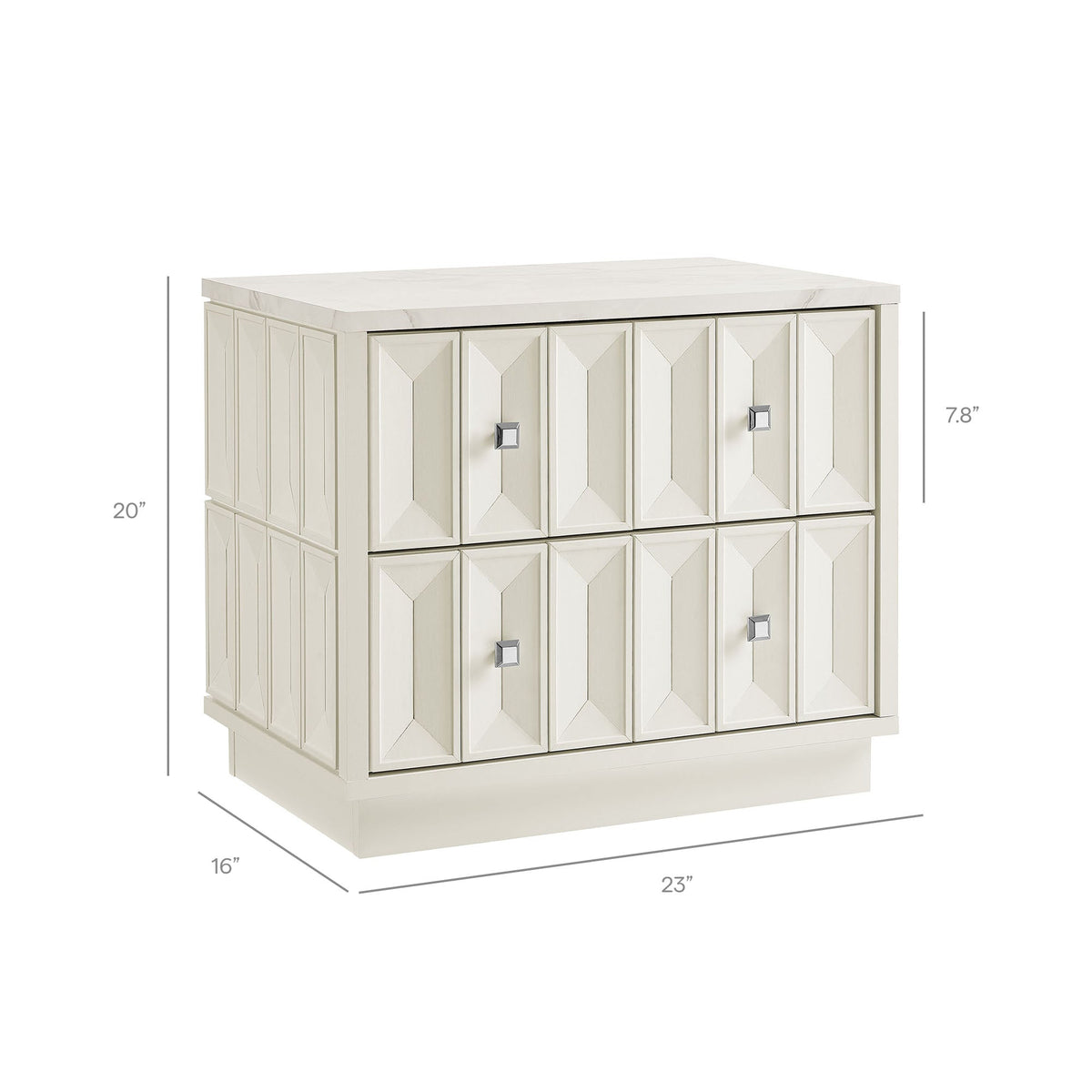 Mabry 23 Inch Geometric Faceted Two Drawer Nightstand