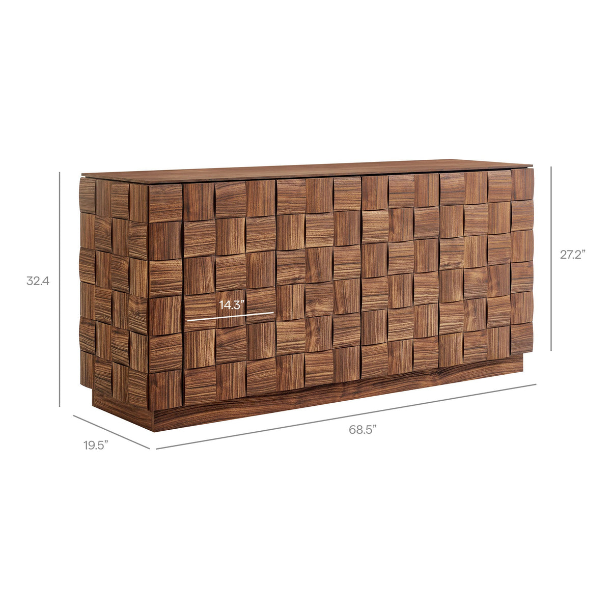 Duskin 68 Inch Geometric Block Design Four Door Sideboard