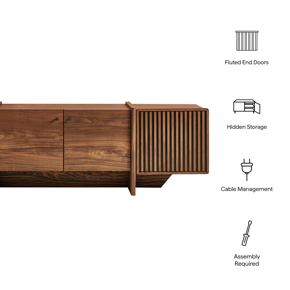 Yarrow 77 Inch Fluted Four Door TV Stand