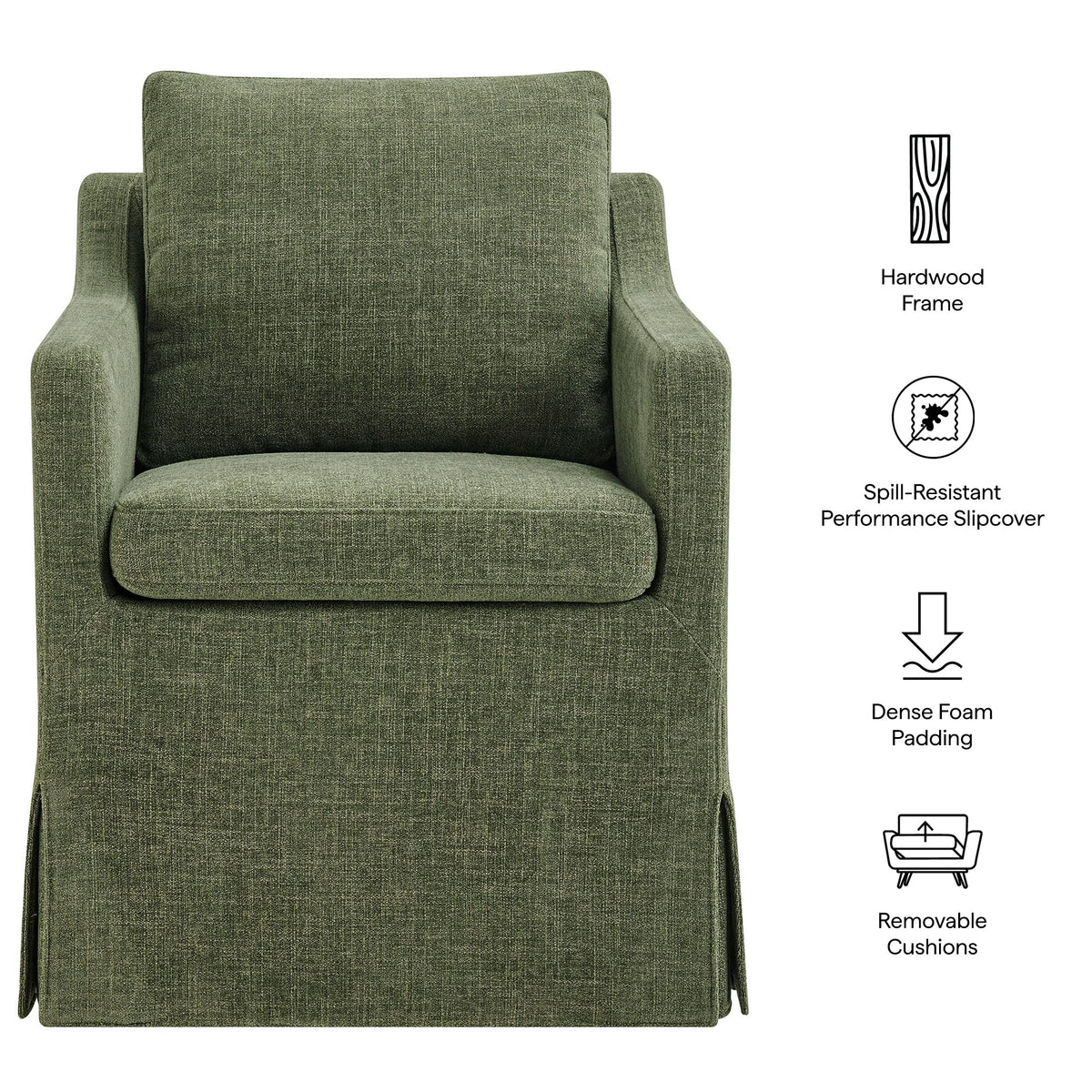 Serene Slipcovered Performance Fabric Dining Armchair