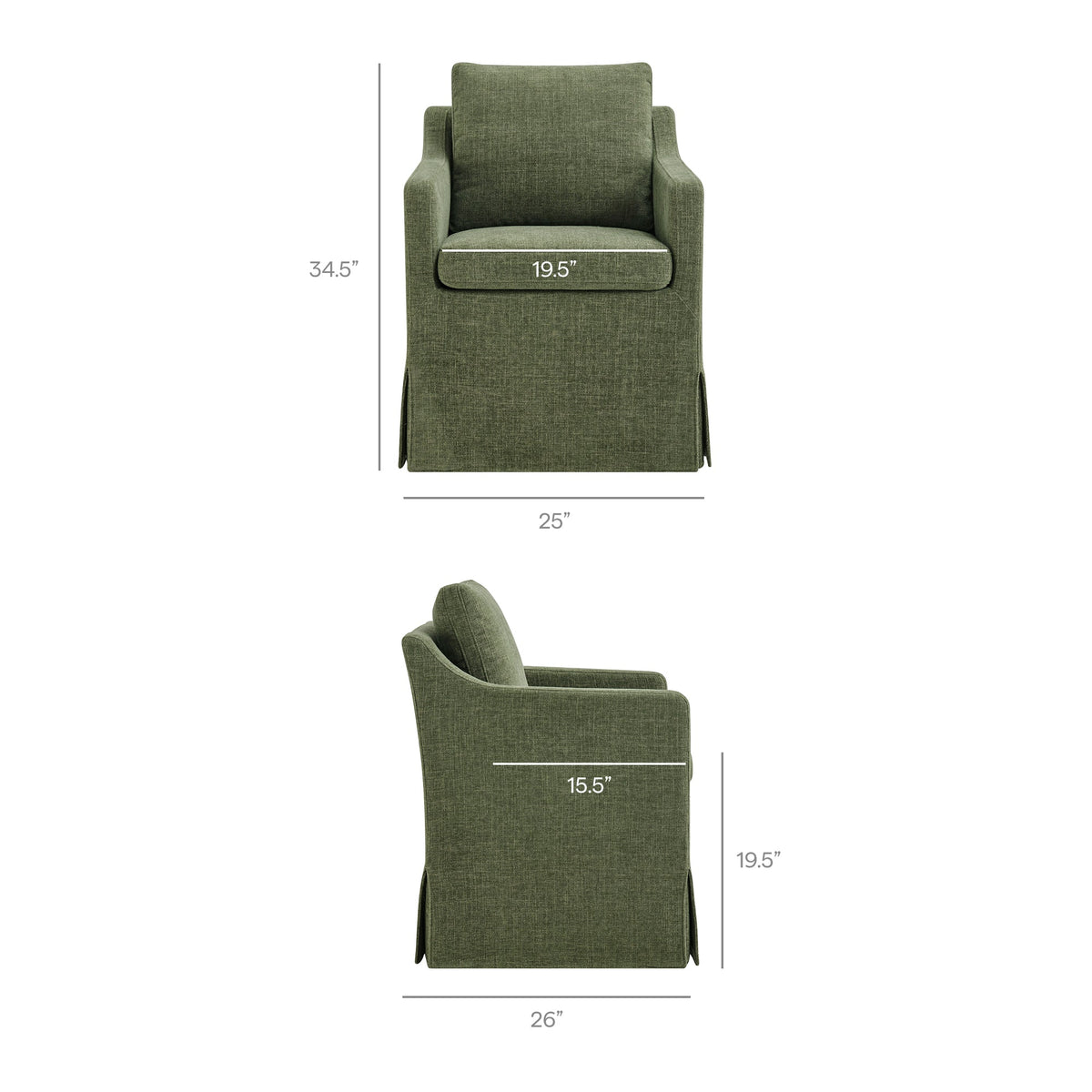 Serene Slipcovered Performance Fabric Dining Armchair
