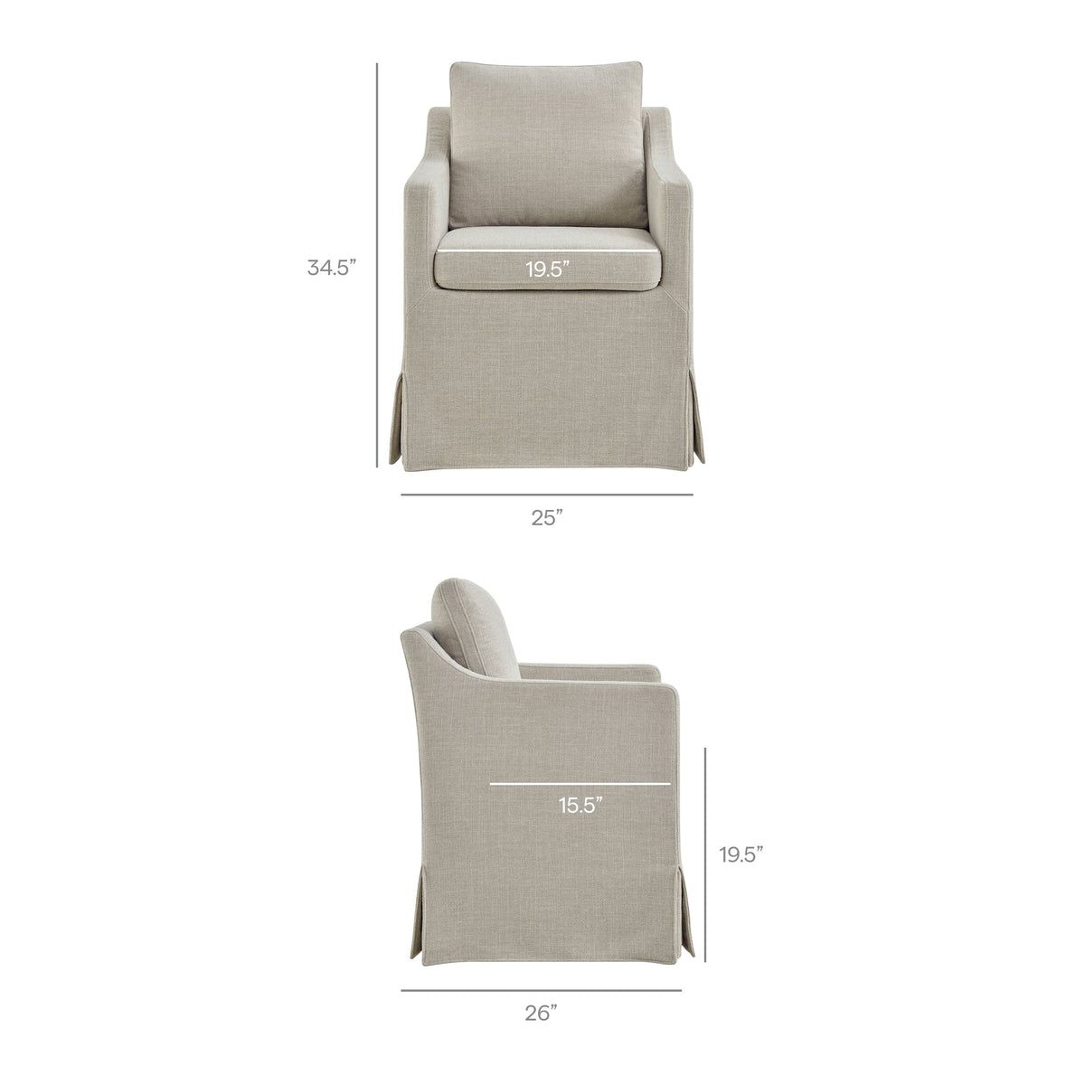 Serene Slipcovered Performance Fabric Dining Armchair