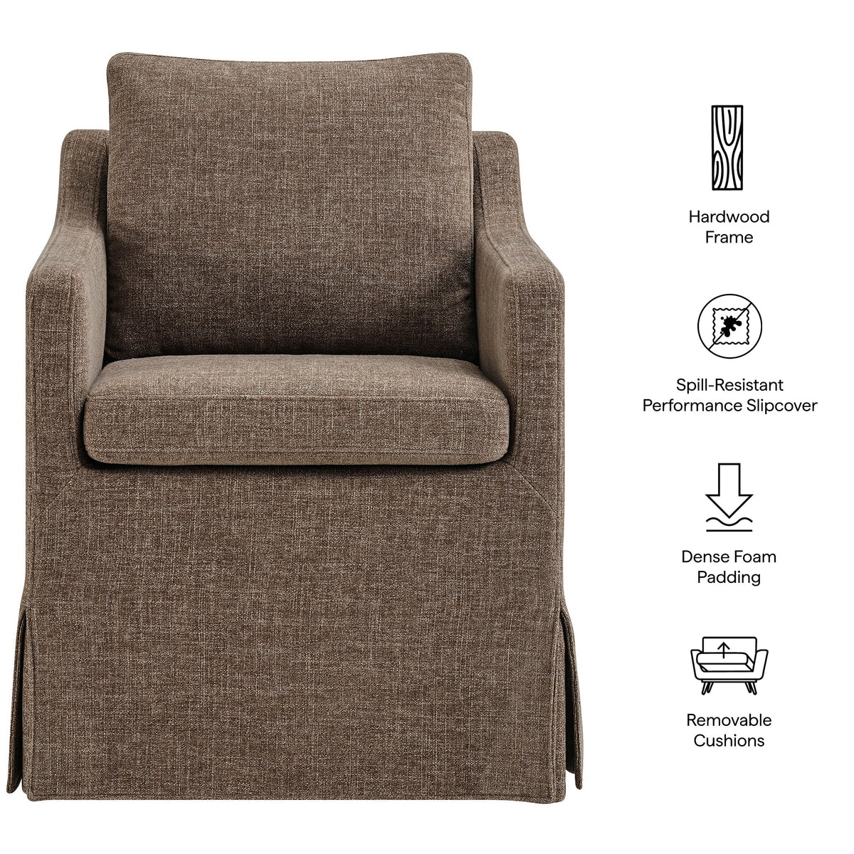 Serene Slipcovered Performance Fabric Dining Armchair