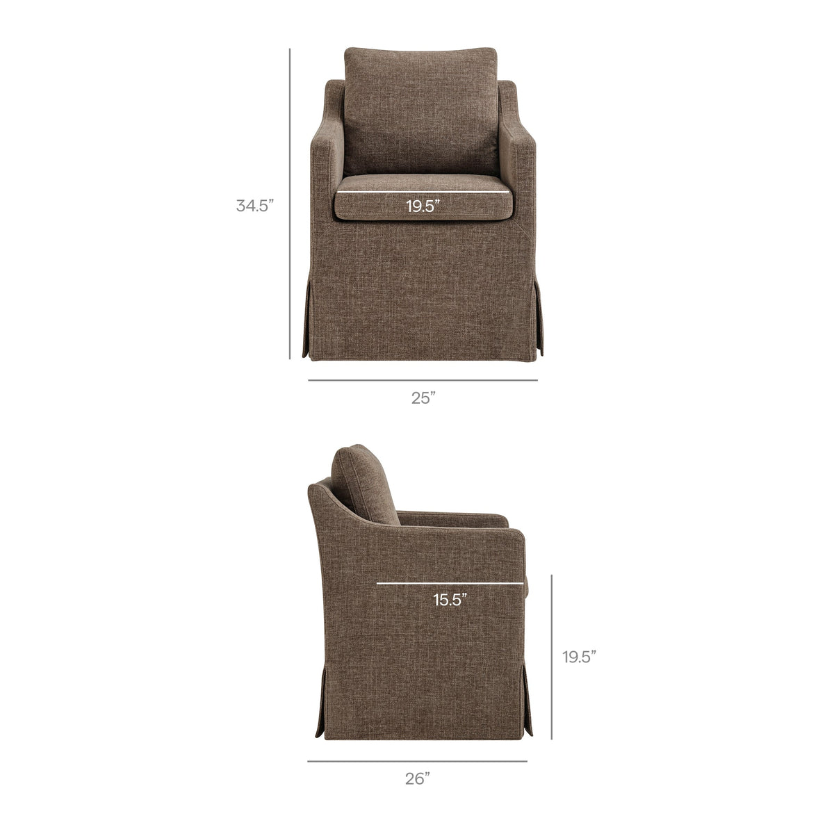 Serene Slipcovered Performance Fabric Dining Armchair